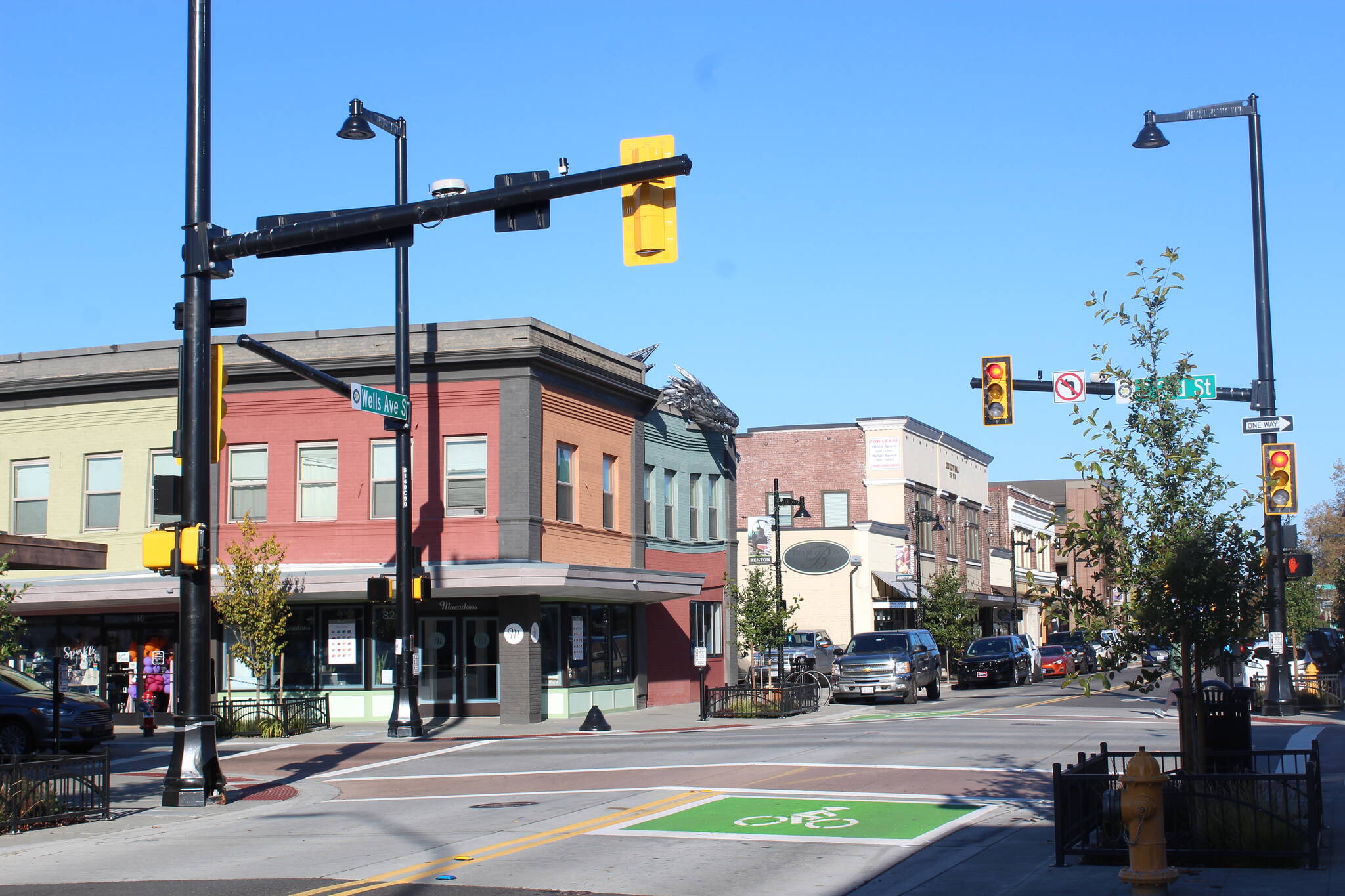 Downtown Renton, pictured here on Wells Avenue and 3rd Street with a view of Erasmus the Renton Dragon. File photo