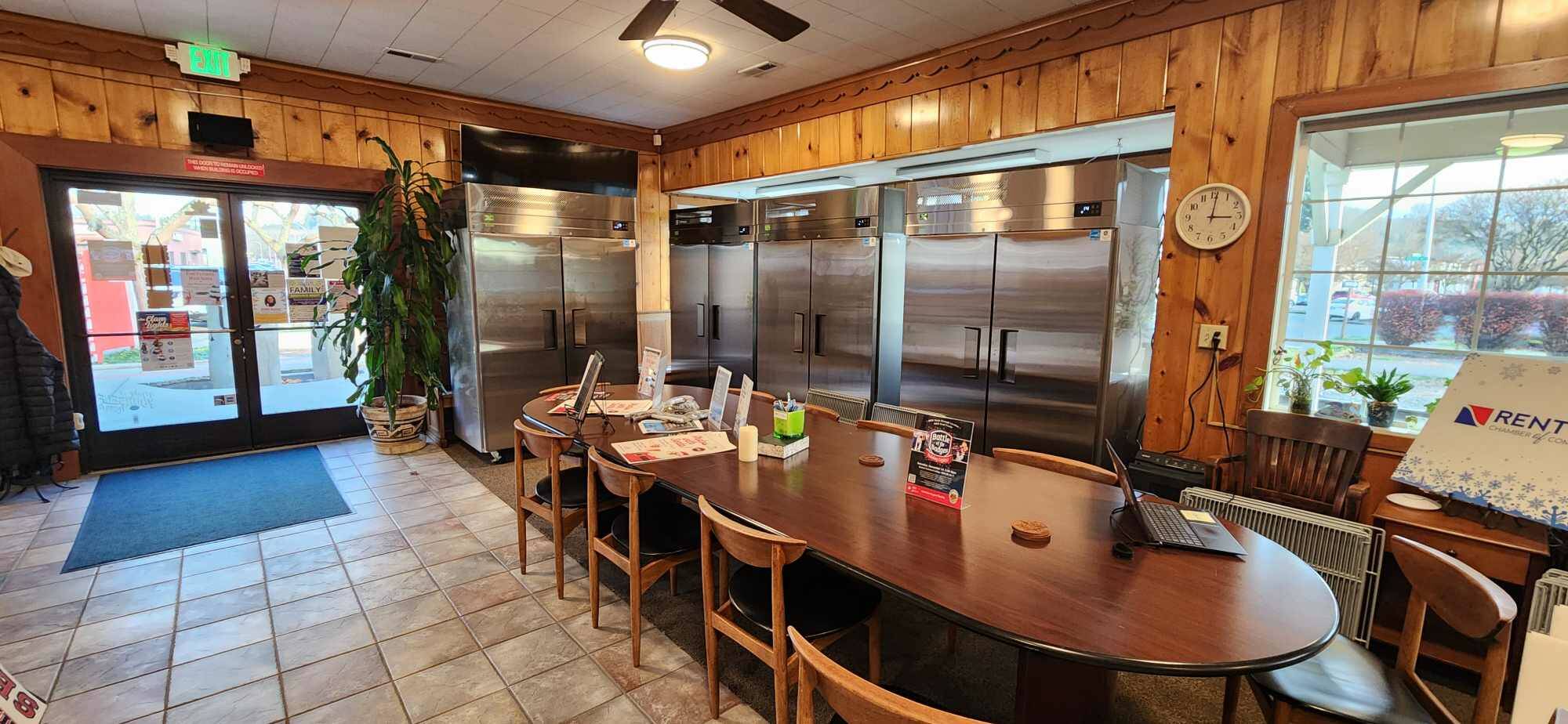 Four of the seven freezers at the Renton Chamber are currently being used by the Salvation Army Renton while their freezer is being repaired. Photo courtesy of the Renton Chamber of Commerce.