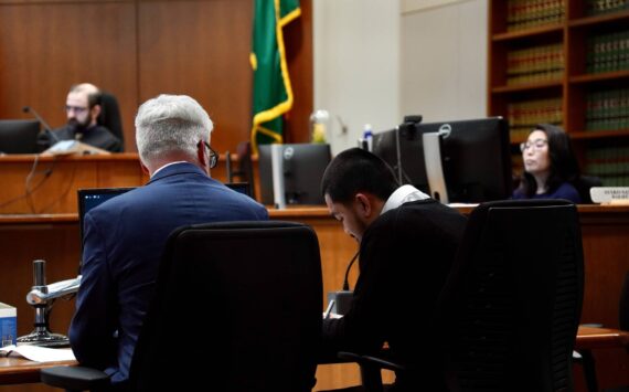 Truong and his attorney Tim Leary at the sentencing hearing. Photo by Joshua Solorzano/Renton Reporter