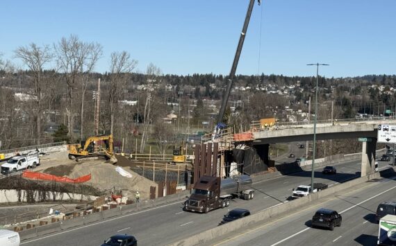 The bridge passing over I-405 to Renton Hill will remained closed until May 22 at the latest. Photo by Drew Dotson/Renton Reporter