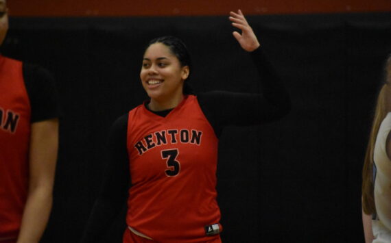 Leilah Spalding celebrates after defeating Sultan in the district championship. Ben Ray / The Reporter