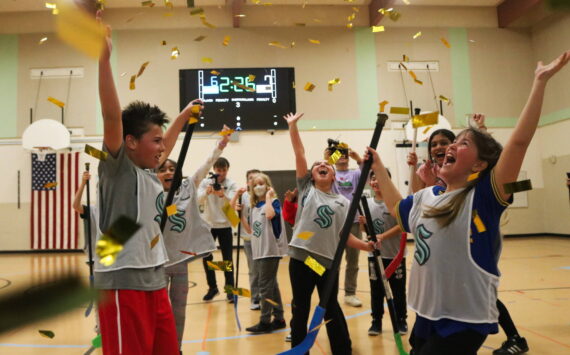 The Hi-Tech team were the champions at Maplewood Heights Elementary School’s fourth annual floor hockey tournament. Photo by Bailey Jo Josie/Sound Publishing