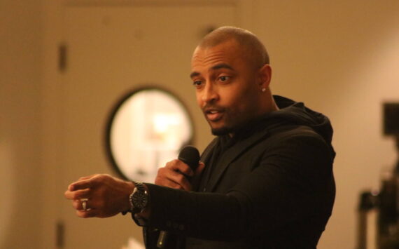 Doug Baldwin was the keynote speaker at the fundraiser. Photo by Bailey Jo Josie/Sound Publishing